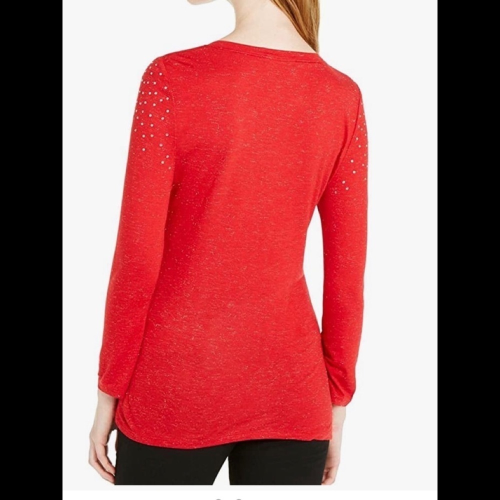 INC International Concepts women red classic top/M - Picture 3 of 10